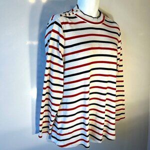 Lane Bryant SZ18/20 Blk Red White Stripe Sweater Parisian Capsule Preppy Academi